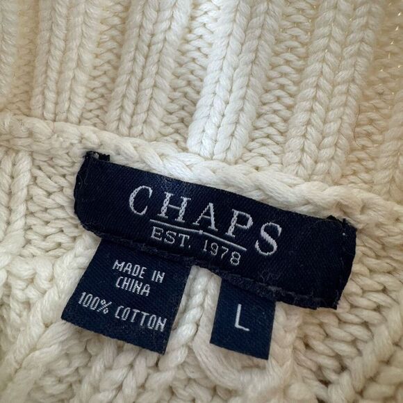 Chaps Ralph Lauren Women’s White Cable Sweater Size Large - Picture 5 of 8